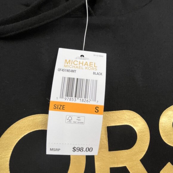 Michael Kors Hoodie Men's Small Black Spell Out Streetwear Preppy QF451NE4MT - Picture 12 of 14